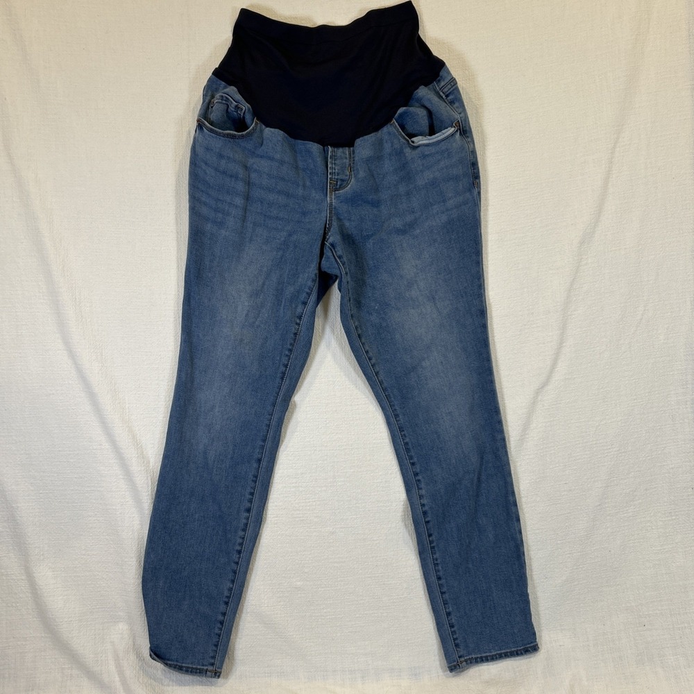 Old Navy Women Maternity Skinny Full Panel Jean Stretch Light Wash 12
